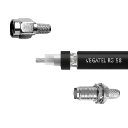 Кабельная сборка VEGATEL RG-58 A/U Сu (ГОСТ, PVC, многожильный, черный) (SMA-male - SMA-female)