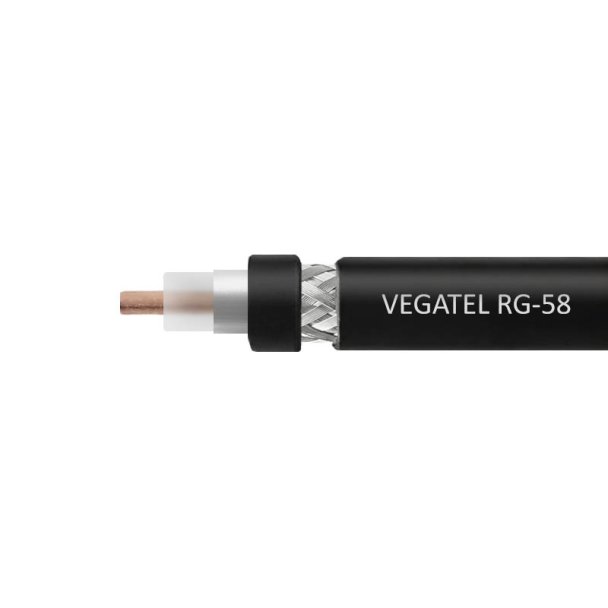 Кабель коаксиальный VEGATEL RG-58 A/U Cu (ГОСТ, PE, черный) бухта 100м
