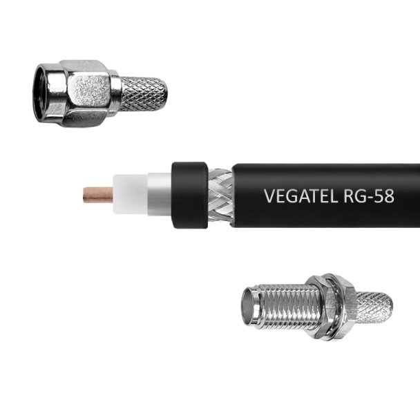 Кабельная сборка VEGATEL RG-58 A/U (ГОСТ, PVC, черный) (SMA-male - SMA-female)